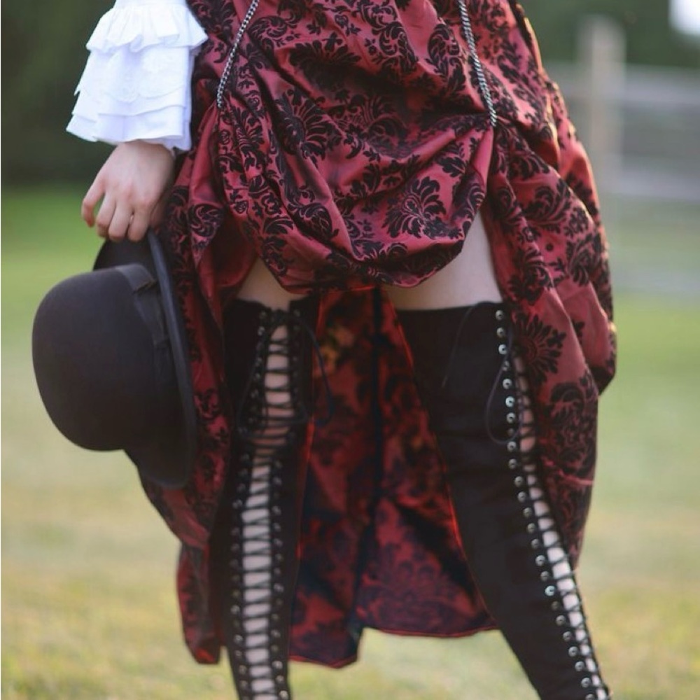 Elegant Red and Black Victorian Skirt